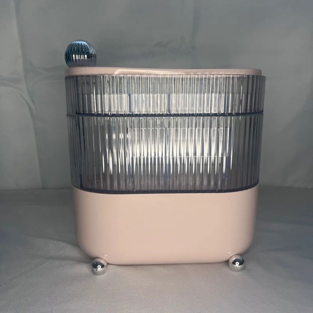 Pink & Clear 3-Tier Rotating Makeup & Jewelry Organizer Vanity Storage